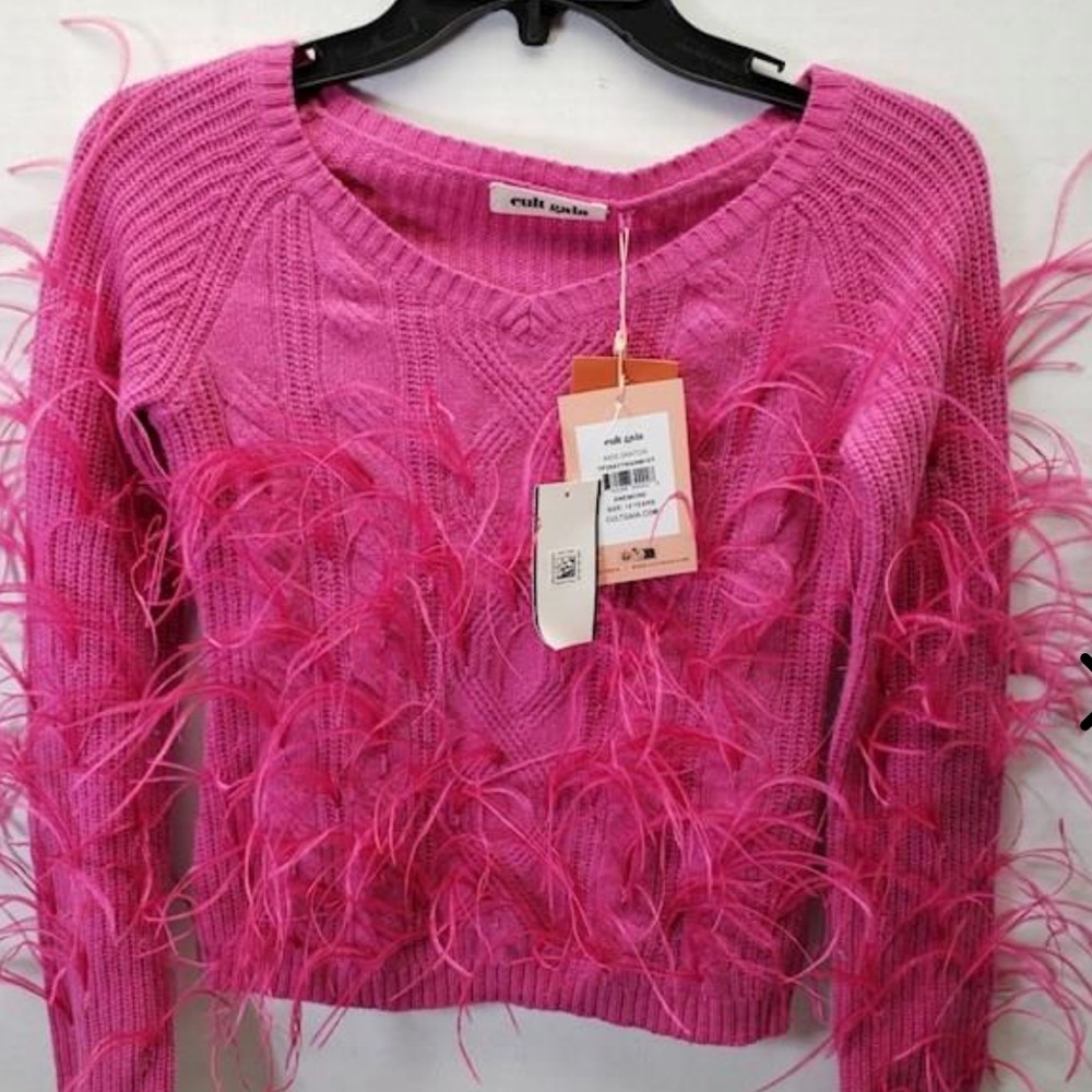 NWT Cult Gaia Danton Merino Wool Blend Feathered Sweater Size 10